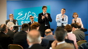 De g. à droite, M.Revel, journaliste, P. Imbert, VP délégué au développement économique, J. Chartier, 1er VP à la Région délégué à l'économie et à l'emploi, F. Durovray, président et J. Chevalier, Préfète de l'Essonne De g. à droite, M.Revel, journaliste, P. Imbert, VP délégué au développement économique, J. Chartier, 1er VP à la Région délégué à l'économie et à l'emploi, F. Durovray, président et J. Chevalier, Préfète de l'Essonne