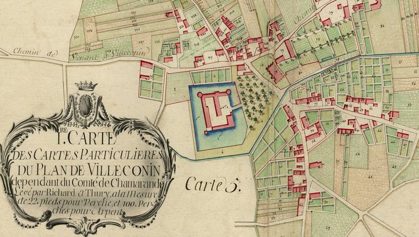 Plan de Villeconin levé par Thury et Richard, 18e siècle. - Arch.dép. Essonne, Edépôt13/1S1