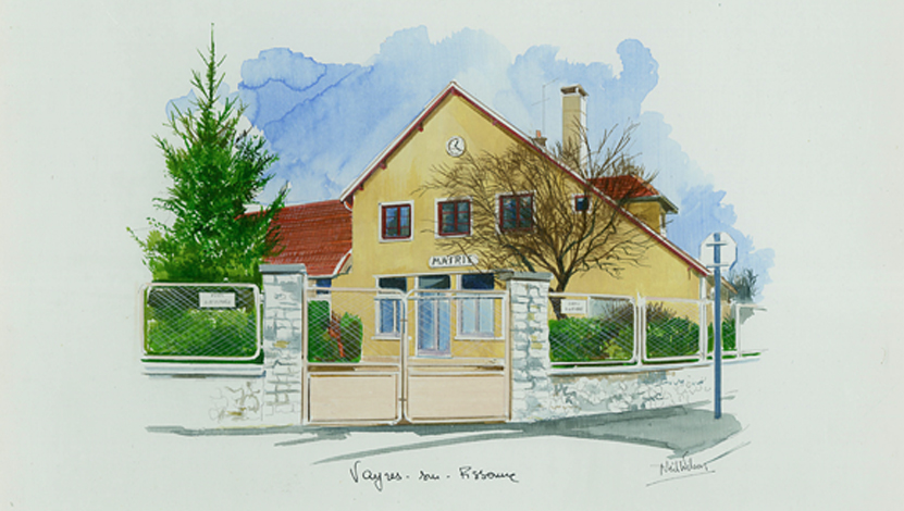 Aquarelle de Vayres-sur-Essonne réalisée par Neil Wilson