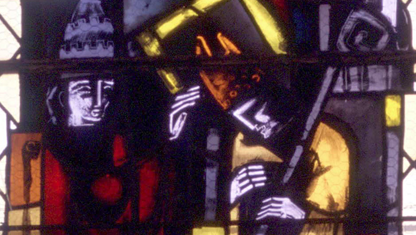 Vitrail dans l’église de Moigny-sur-Ecole. - Arch. dép. Essonne, 16FI114/54.