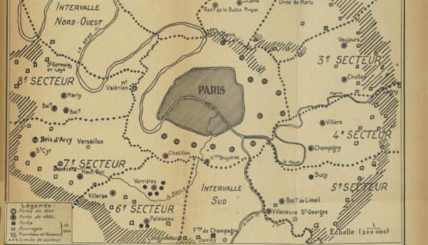 Le plan des défenses de Paris, extrait du livre 'Paris, en état de défense', 1927
